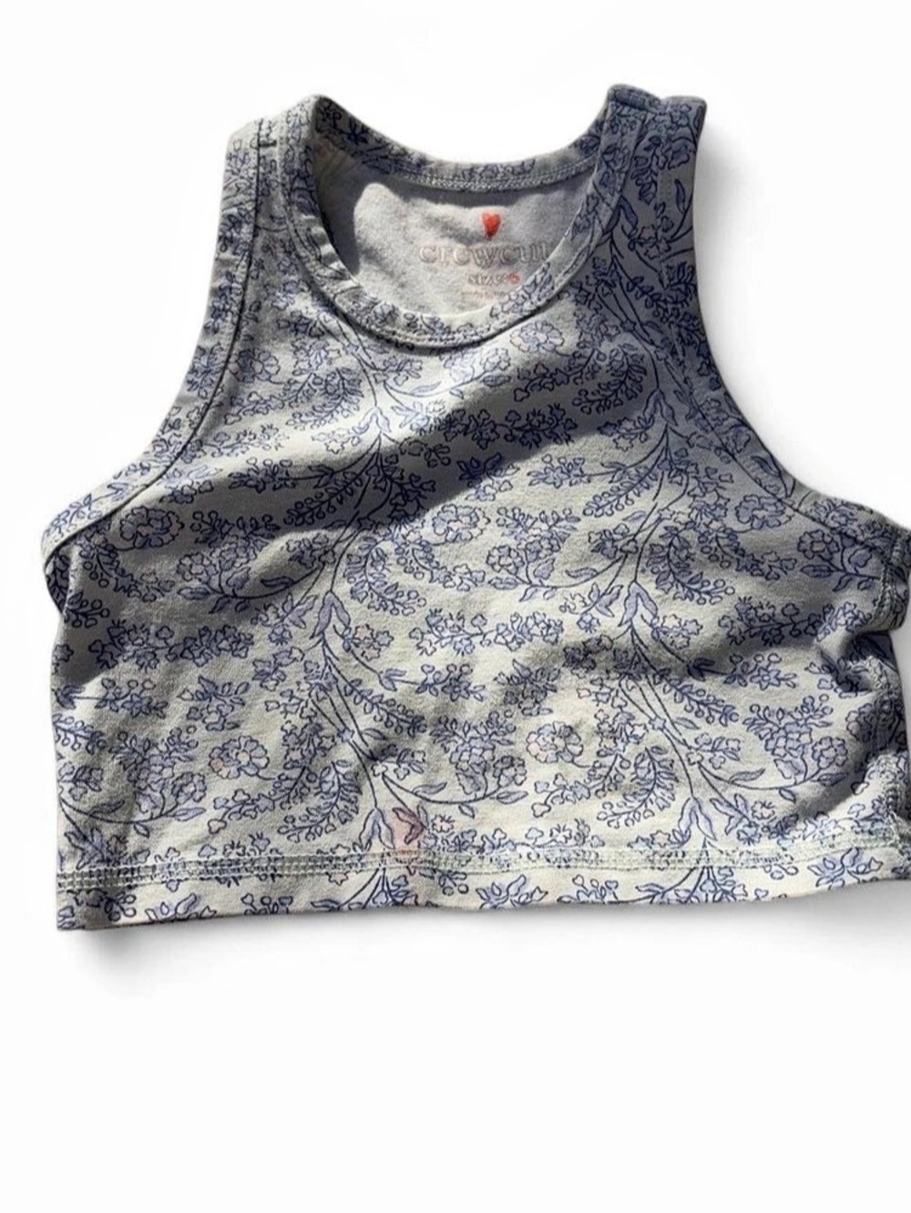 crewcuts Floral Crop Top in Blue & White Size 6 Like New